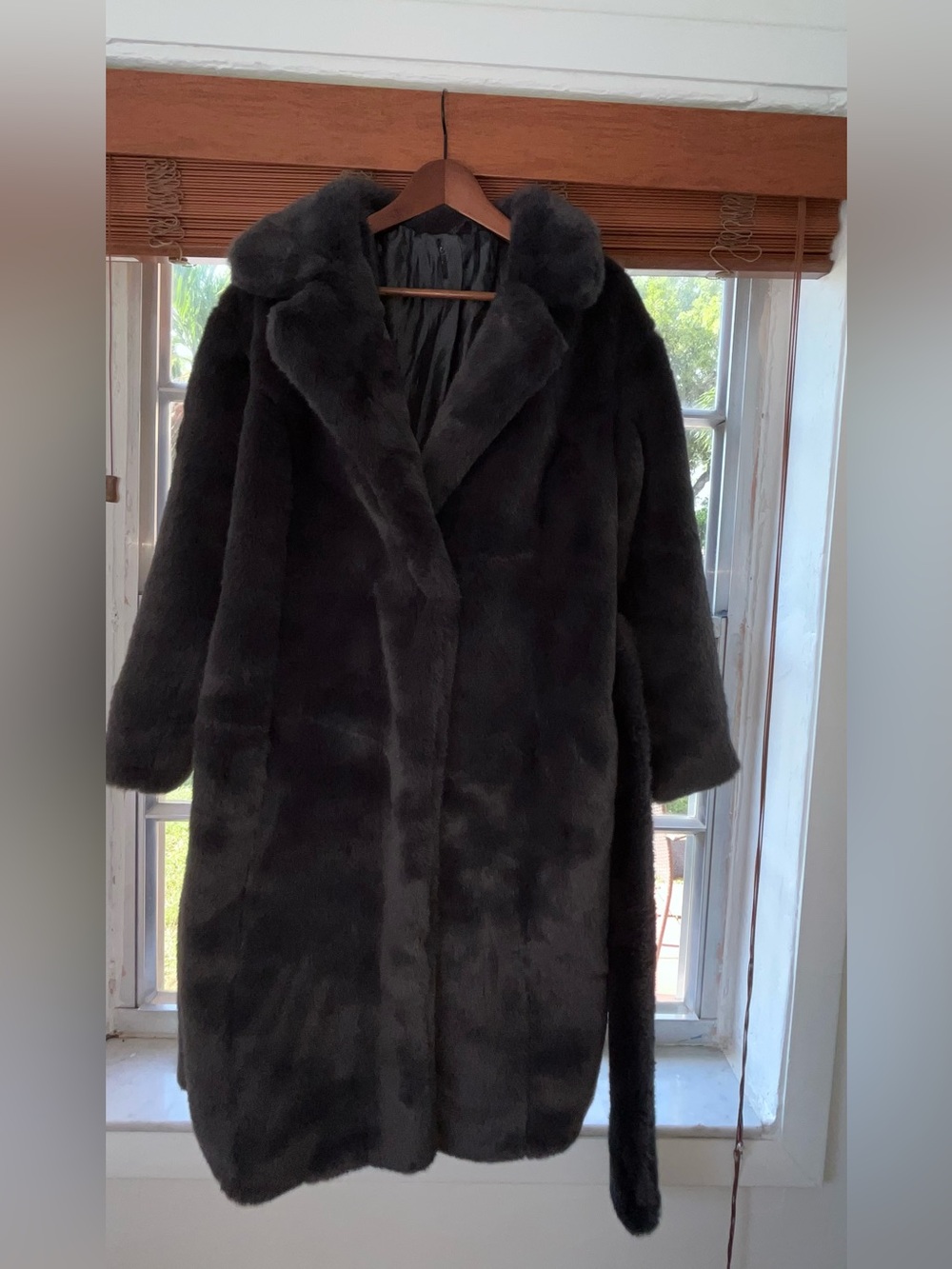 Zara Long Faux Fur Coat Charcoal Gray LIMITED EDITION